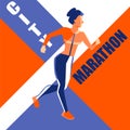 Running woman. Vector illustration of geometrical style.