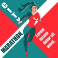 Running woman. Vector illustration of geometrical style.