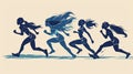 Running women silhouettes, vector illustration eps10 graphic design. Generative AI