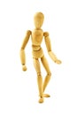 Running wooden mannequin isolated