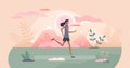 Running workout exercise as outdoors sport activity tiny persons concept