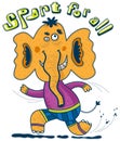 Running yellow elephant. Sport for all