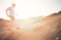 Running Young Man. Male Runner Sprinting During Outdoors Royalty Free Stock Photo