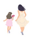 Running Young Woman and Small Girl Royalty Free Stock Photo