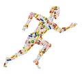 Runnung man made of pills