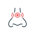 Runny Nose, Congestion Line Icon. Allergy, Rhinitis, Cold Outline Icon. Nasal Sick, Inflammation, Pain Concept Linear