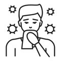 Runny nose line black icon. Infectious diseases, colds, flu. Pictogram for web page, mobile app, promo. UI UX GUI design