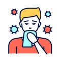 Runny nose line color icon. Infectious diseases, colds, flu. Pictogram for web page, mobile app, promo. UI UX GUI design