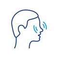 Runny Nose Line Icon. Nose Pain, Itch, Inflammation or Ache Linear Icon. Rhinitis, Allergy or Nasal Mucus Outline