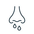 Runny Nose Line Icon. Nosebleed, Nasal Mucus Outline Icon. Sinusitis Symptom, Snot, Allergy or Cold Linear Pictogram Royalty Free Stock Photo