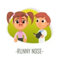 Runny nose medical concept. Vector illustration.