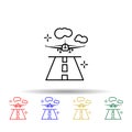 Runway, airplane, airport multi color style icon. Simple thin line, outline vector of Airport icons for ui and ux, website or Royalty Free Stock Photo