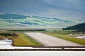 View of airport runway from sea, Akureyri - Iceland Royalty Free Stock Photo