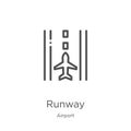 runway icon vector from airport collection. Thin line runway outline icon vector illustration. Outline, thin line runway icon for Royalty Free Stock Photo