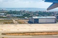 Runway liftoff with Air Europa hangar and view to Playa de Palma