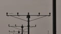 Silhouette of plane landing, runway lights Royalty Free Stock Photo