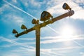 Runway lights at the airport in sunlight Royalty Free Stock Photo