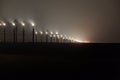 Runway lights at night