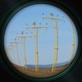 Runway lights in objective lens Royalty Free Stock Photo