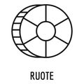 Ruote pasta icon, outline style