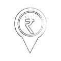 rupee coin currency money pointer location