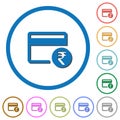 Rupee credit card icons with shadows and outlines Royalty Free Stock Photo