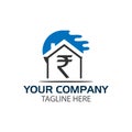 Rupee sign in house, Finance Logo Vector, flat design.