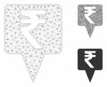 Rupee Map Pointer Vector Mesh 2D Model and Triangle Mosaic Icon