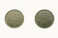 1 rupes, nepal coin currency, studio shot against white Royalty Free Stock Photo