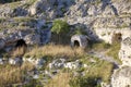 Rupestrian church along the canyon carved by the Gravina River where lies Matera, Basilicata, Italy Royalty Free Stock Photo