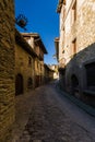 RUPIT, CATALONIA, SPAIN April 2016: Street with brutal rustic medieval houses