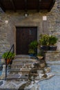 RUPIT, CATALONIA, SPAIN April 2016: Tipical Rural antique house in old town of Rupit.