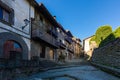 RUPIT, CATALONIA, SPAIN April 2016: A view of the medieval street on volcanic rock