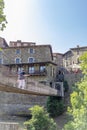 Simple suspension footbridge in Rupit Village in Catalonia