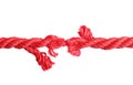 Rupture of red climbing rope