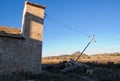 Rural abandoned factory - electricity pole