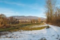 Rural landscape in winter on the shores of Lake Varese, Voltorre, province of Varese Lombardy, Italy