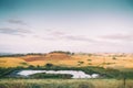 Rural Australia farmland with dam Royalty Free Stock Photo