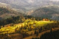 Rural autumn nature landscape, amazing nature scenery, Carpathian mountains. Ukraine, Europe Royalty Free Stock Photo