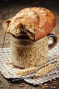 Rural breakfast with milk and bread