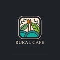 Rural cafe logo design vector, flat design logo concepts,traditional beverages restaurant vector illustration