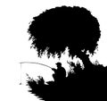 Vector drawing. Tree at the lake Royalty Free Stock Photo