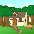 Rural Cartoon Forest Cabin Landscape Royalty Free Stock Photo