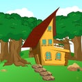 Rural Cartoon Forest Cabin Landscape Royalty Free Stock Photo
