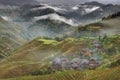 Rural China, peasant village in countryside, mountain region, ri Royalty Free Stock Photo