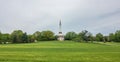 The rural church on the green field Royalty Free Stock Photo