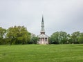 The rural church on the green field Royalty Free Stock Photo