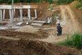 Rural construction of concrete bridges Royalty Free Stock Photo