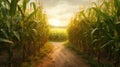 rural corn field path