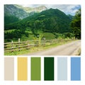 Rural countryside road in European Alps, Albania in a colour palette Royalty Free Stock Photo